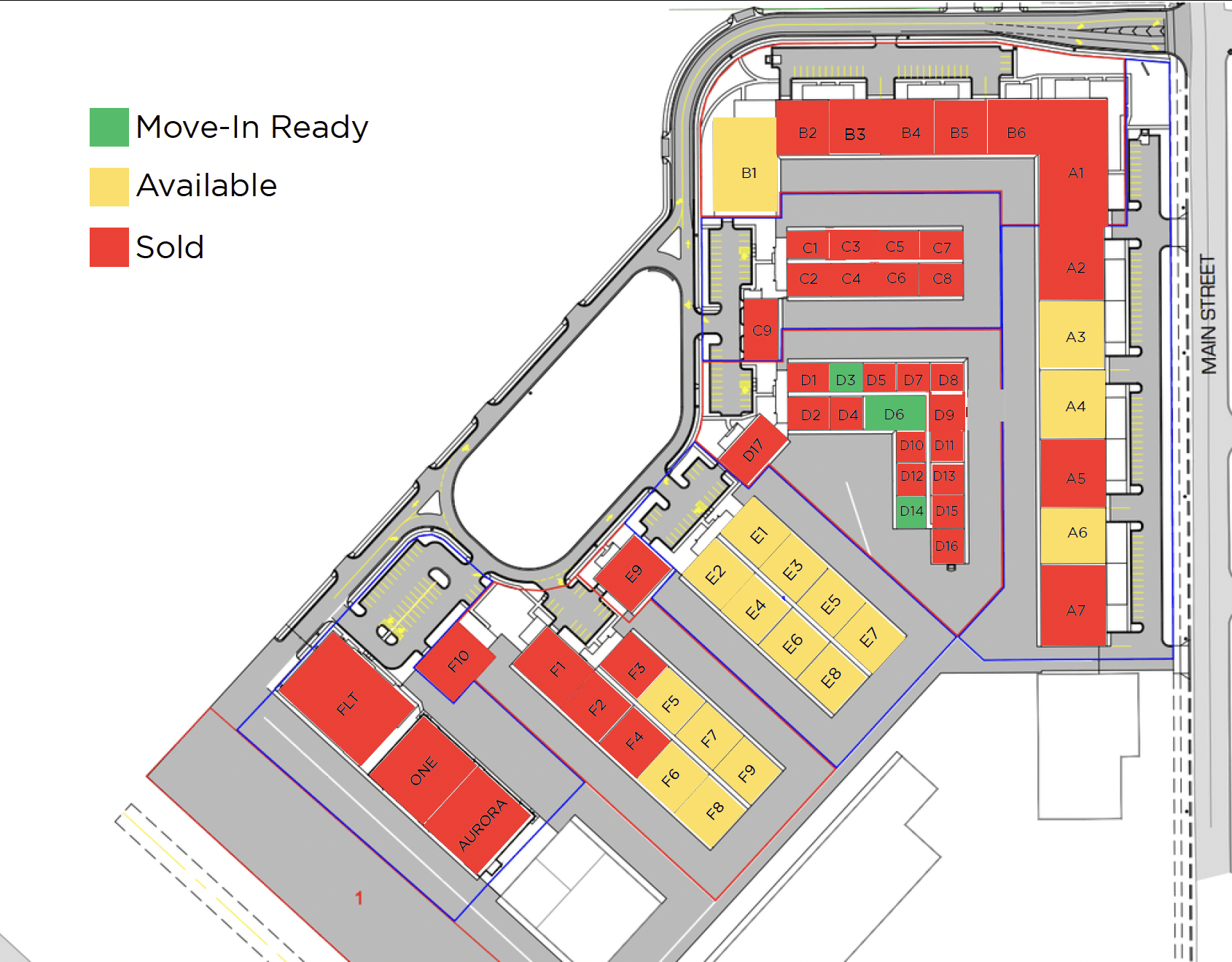 Patey North site plan showing hangar availability